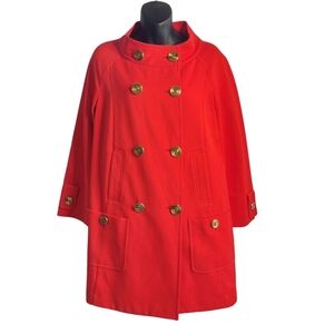Ellen Tracy Trench Coat Women's Red Double Breasted Pockets Size 10